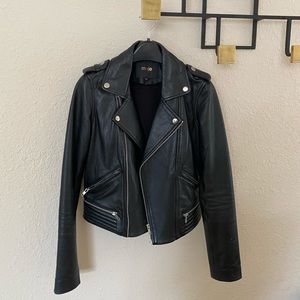 Maje biker leather black jacket